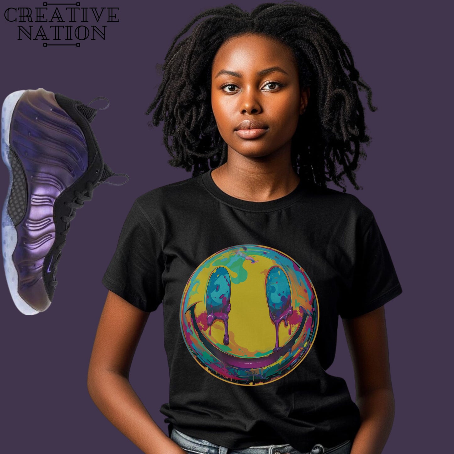 Shirt To Match Air Foamposite One Eggplant Unisex Tee Smiley Face Shirt For Foamposite