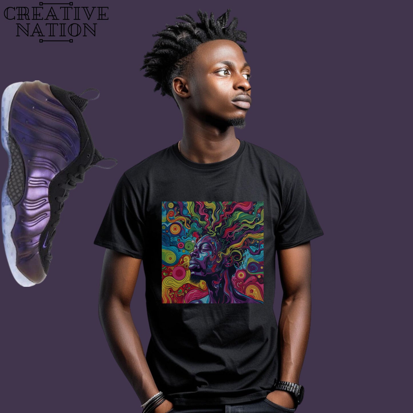 Shirt To Match Air Foamposite One Eggplant Unisex Tee Psychedelic Shirt For Foamposite