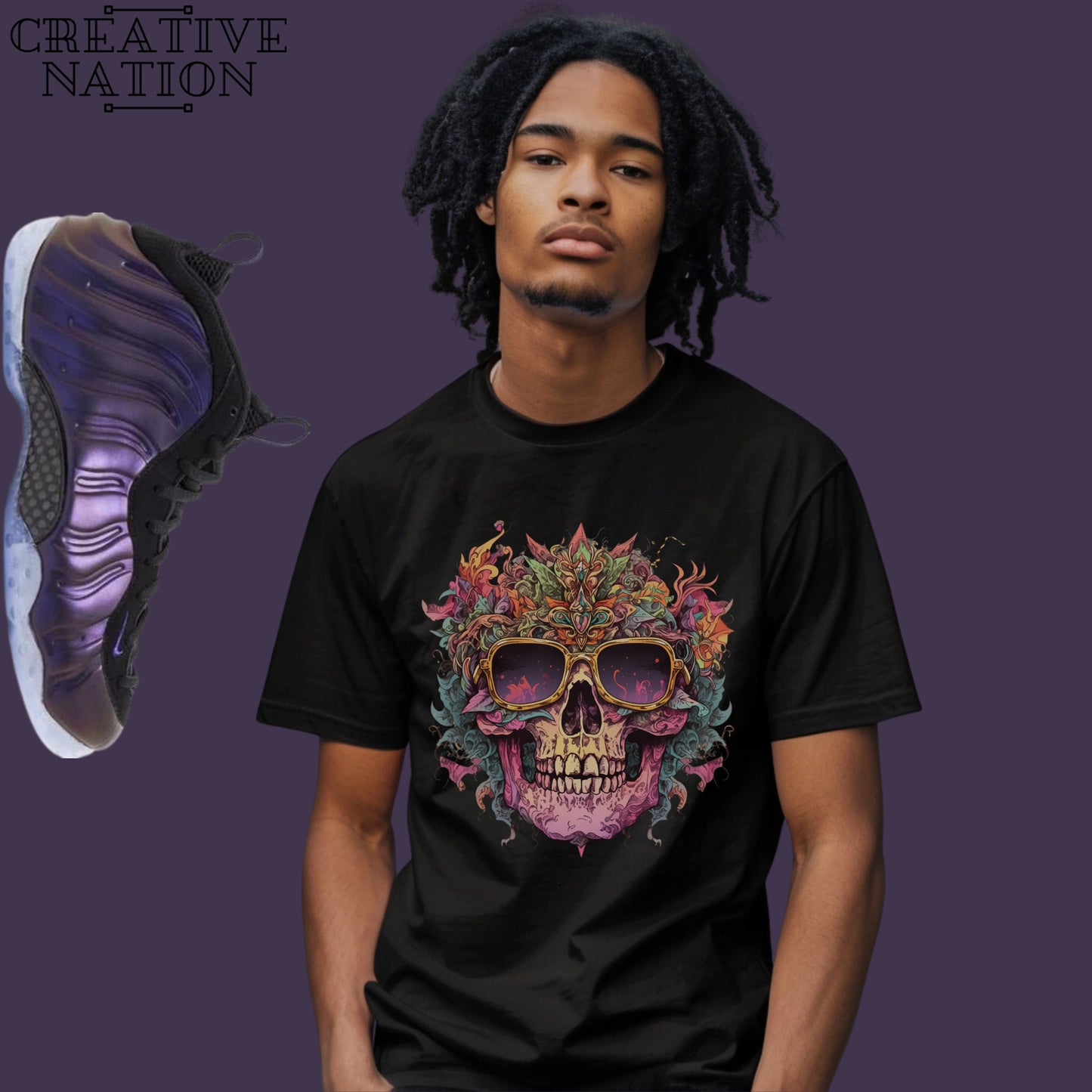 Shirt To Match Air Foamposite One Eggplant Unisex Tee Skull Shirt For Foamposite