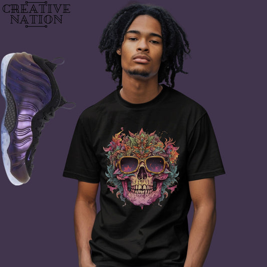 Shirt To Match Air Foamposite One Eggplant Unisex Tee Skull Shirt For Foamposite