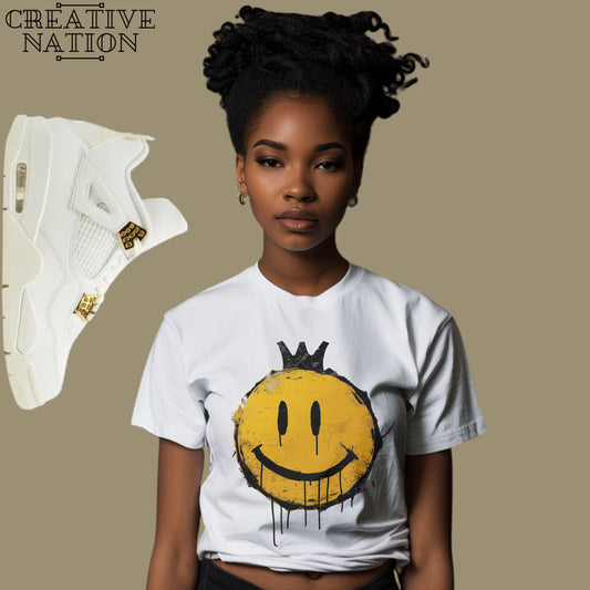 Shirt To Match Jordan 4 Retro Metallic Gold Unisex Tee Smiley Face Shirt For Jordan 4