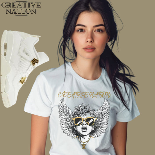 Shirt To Match Jordan 4 Retro Metallic Gold Unisex Tee Sneaker Shirt Angel Shirt For Jordan 4