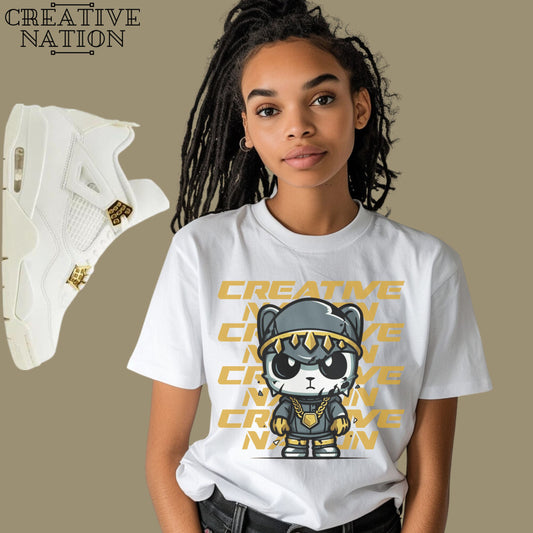 Shirt To Match Jordan 4 Retro Metallic Gold Unisex Tee Cat Shirt For Jordan 4