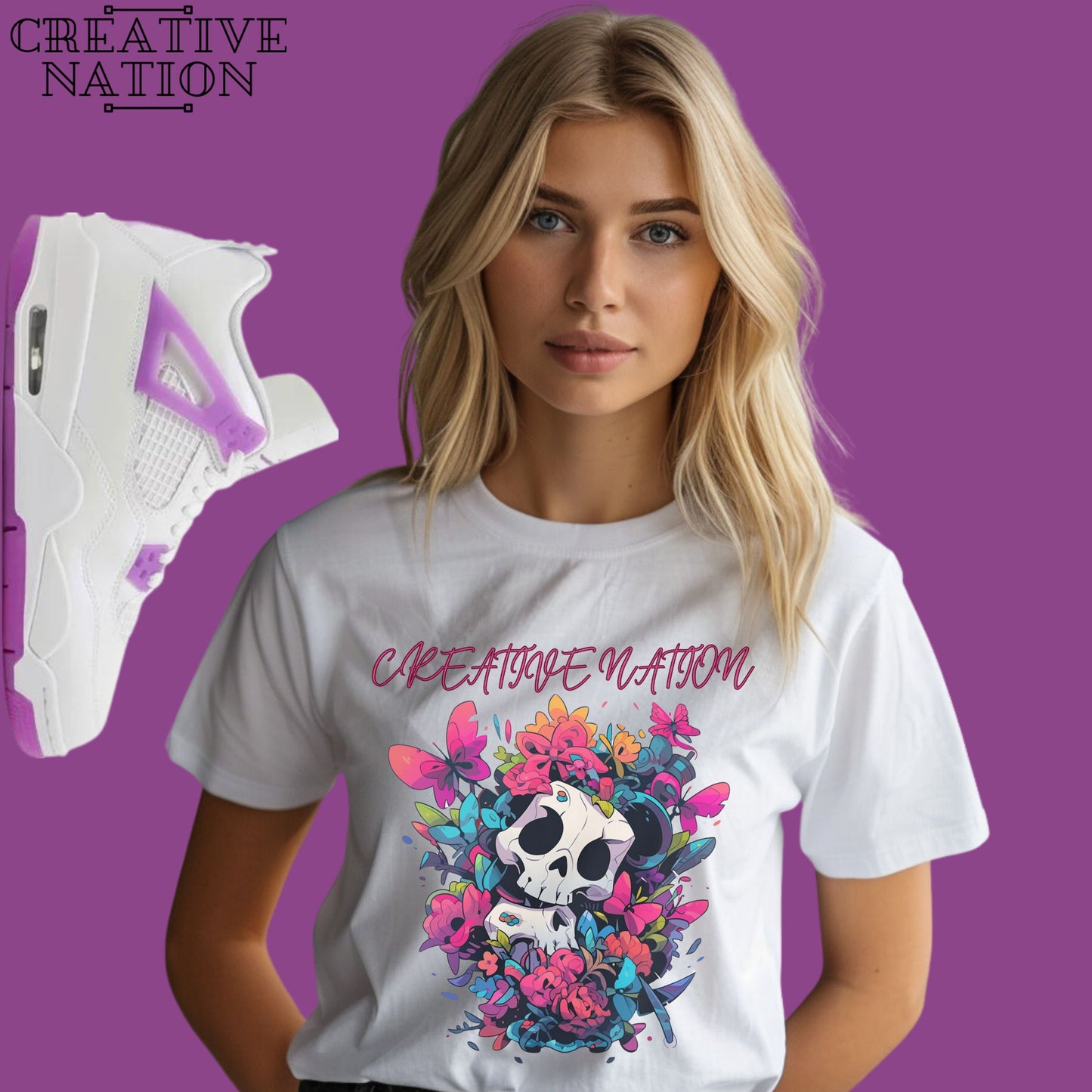 Shirt To Match Jordan 4 Retro Hyper Violet Unisex Tee Skull Shirt For Jordan 4