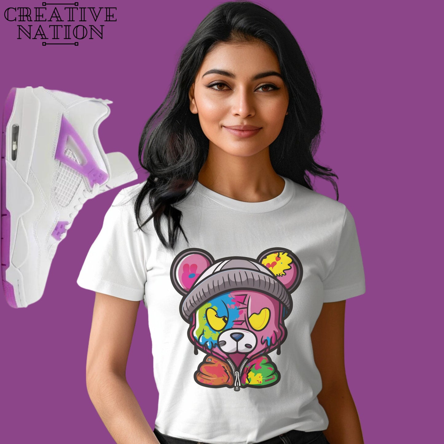 Shirt To Match Jordan 4 Retro Hyper Violet Unisex Tee Bear Shirt For Jordan 4