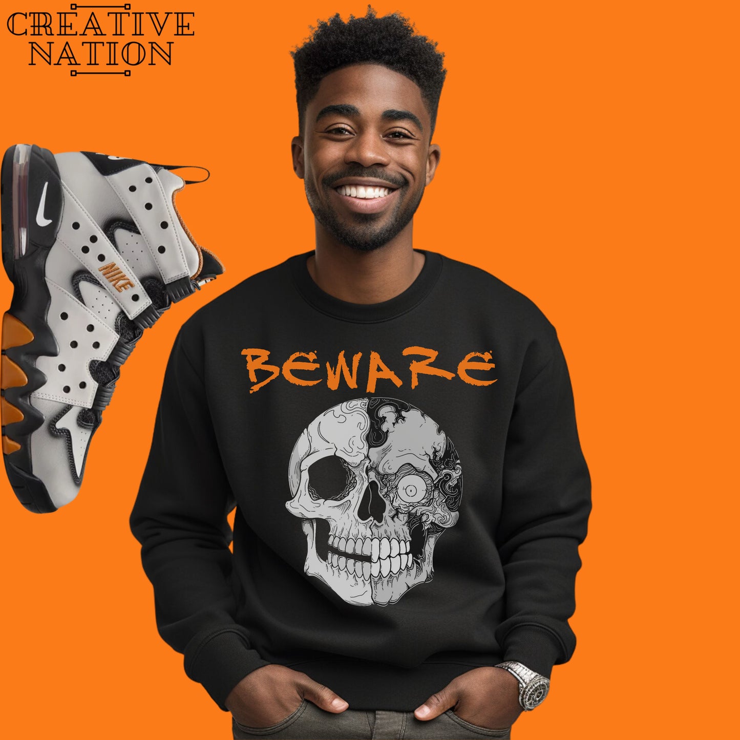 Sweatshirt To Match Air Max CB 94 Airbrush Light Iron Ore Unisex Sweatshirt Skull Shirt For Air Max CB 94