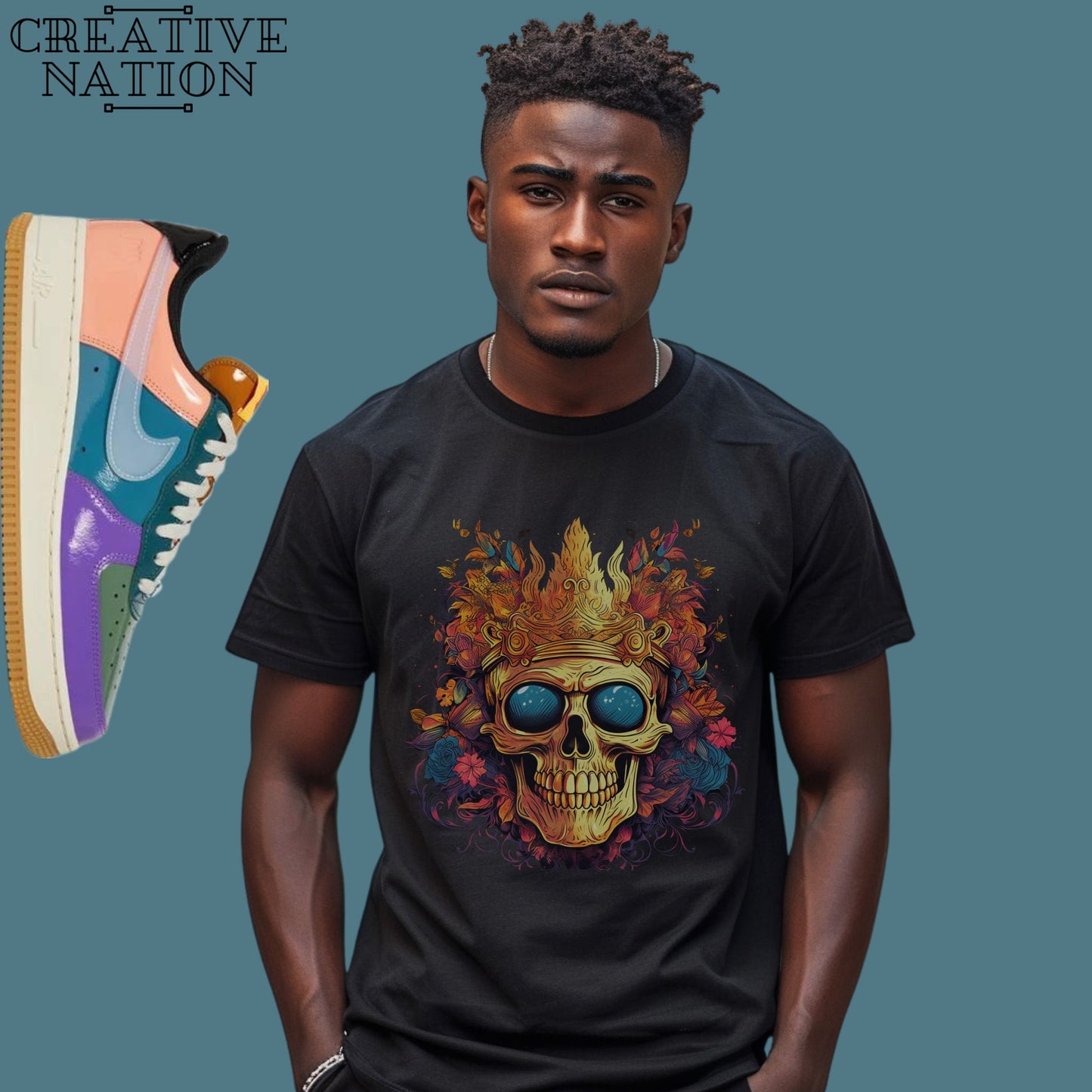 Shirt To Match Undefeated Air Force 1 Low Celestine Blue Unisex Tee Skull Shirt For AF1