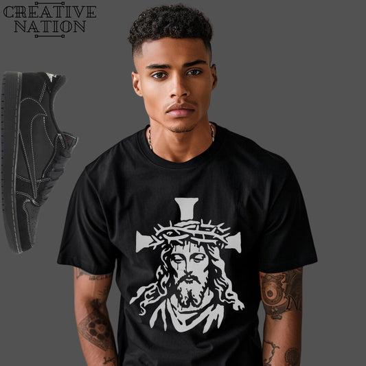 Shirt To Match Jordan 1 Retro Low OG SP Travis Scott Black Phantom Unisex Tee Jesus Shirt For AJ1