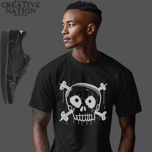 Shirt To Match Jordan 1 Retro Low OG SP Travis Scott Black Phantom Unisex Tee Skull Shirt For AJ1