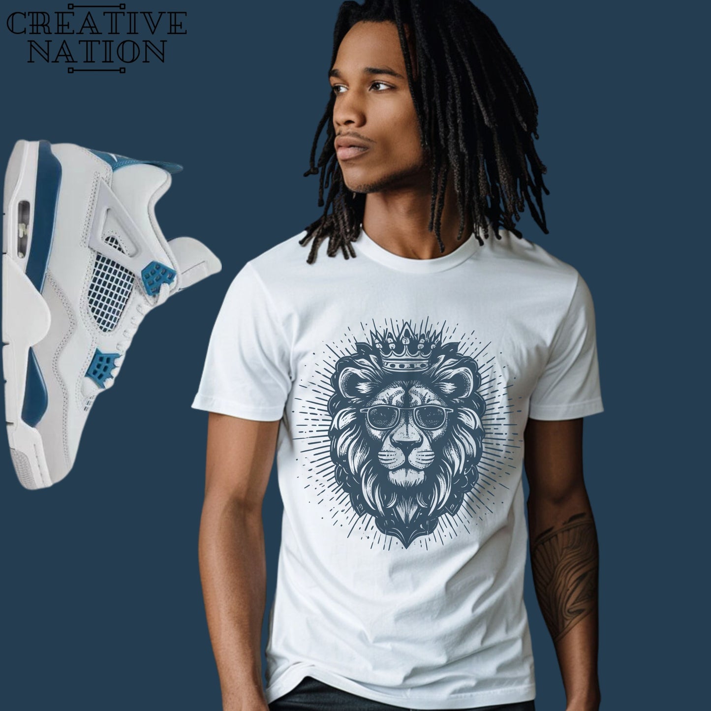 Shirt To Match Jordan 4 Retro Military Blue Unisex Tee Lion Shirt For Jordan 4