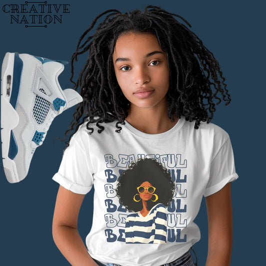 Shirt To Match Jordan 4 Retro Military Blue Unisex Tee Afro Shirt For Jordan 4