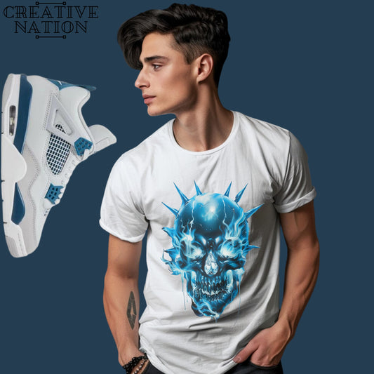 Shirt To Match Jordan 4 Retro Military Blue Unisex Tee Skull Shirt For Jordan 4