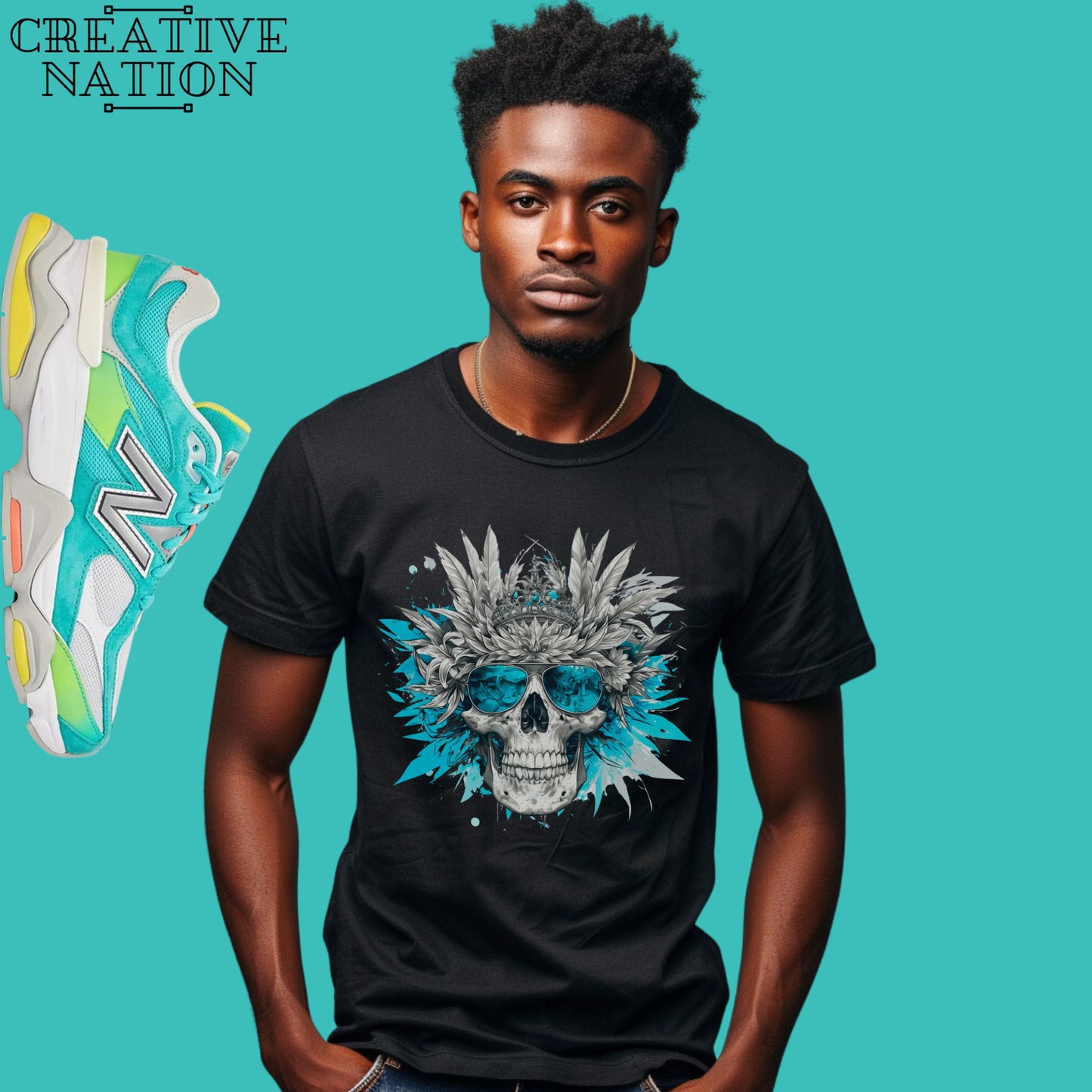 Shirt To Match New Balance 9060 Cyan Burst DTLR Unisex Tee Skull Shirt For 9060