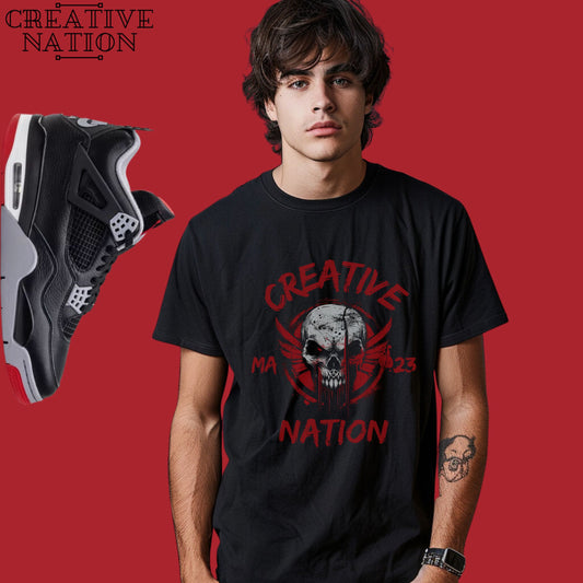 Shirt To Match Jordan 4 Retro Bred Reimagined Unisex Tee Skull Shirt For Jordan 4