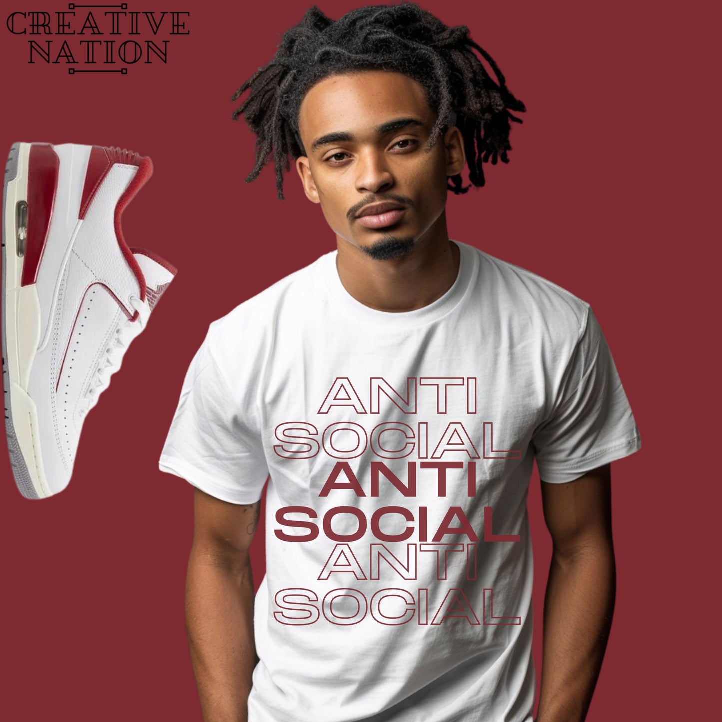 Shirt To Match Jordan 2/3 White Varsity Red Unisex Tee Anti Social Shirt For Jordan 3