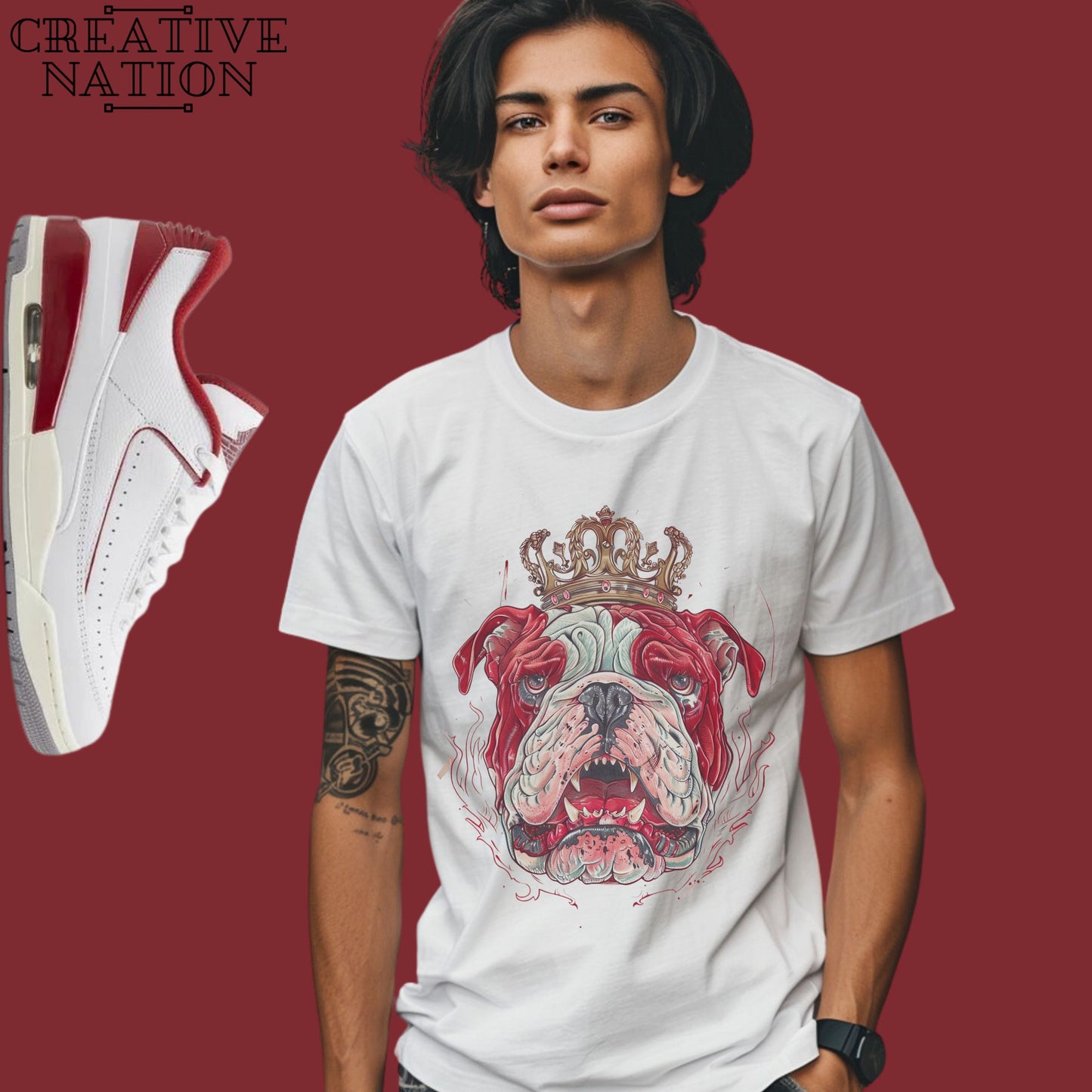 Shirt To Match Jordan 2/3 White Varsity Red Unisex Tee Dog Shirt For Jordan 3