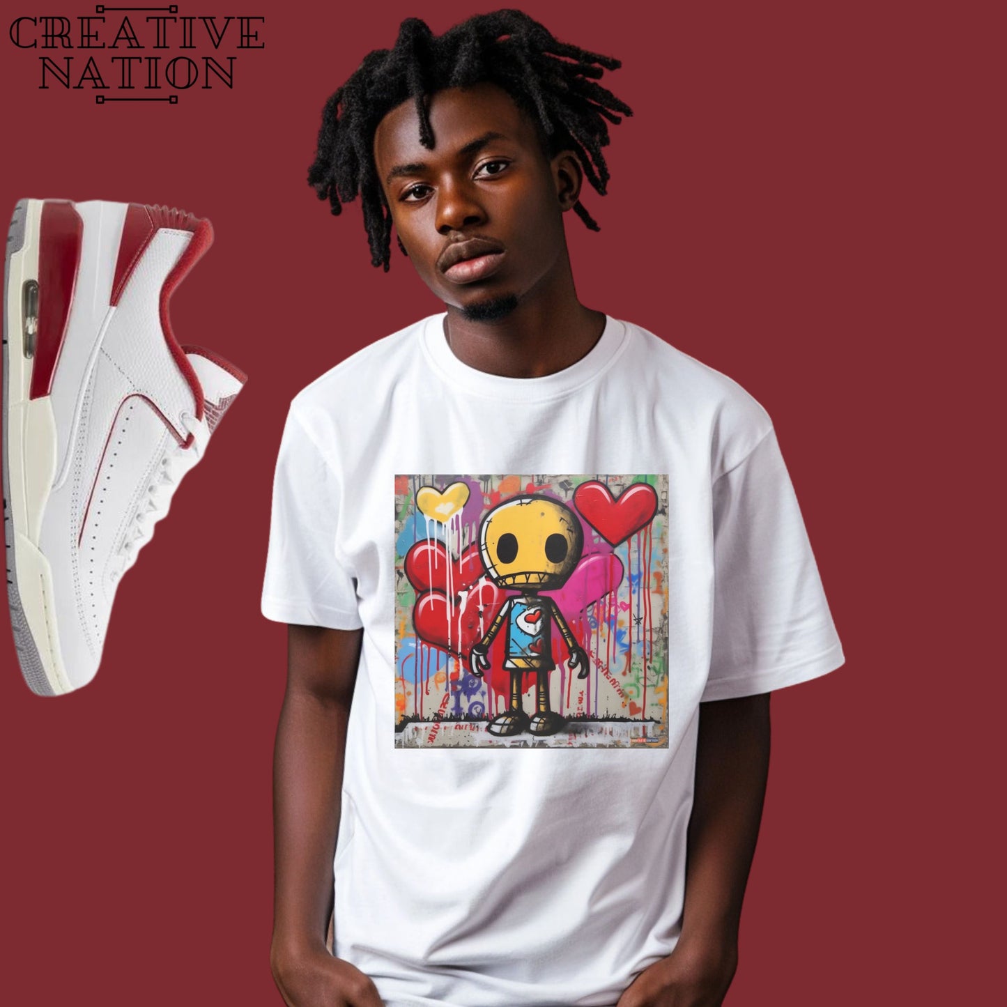 Shirt To Match Jordan 2/3 White Varsity Red Unisex Tee Psychedelic Shirt For Jordan 3