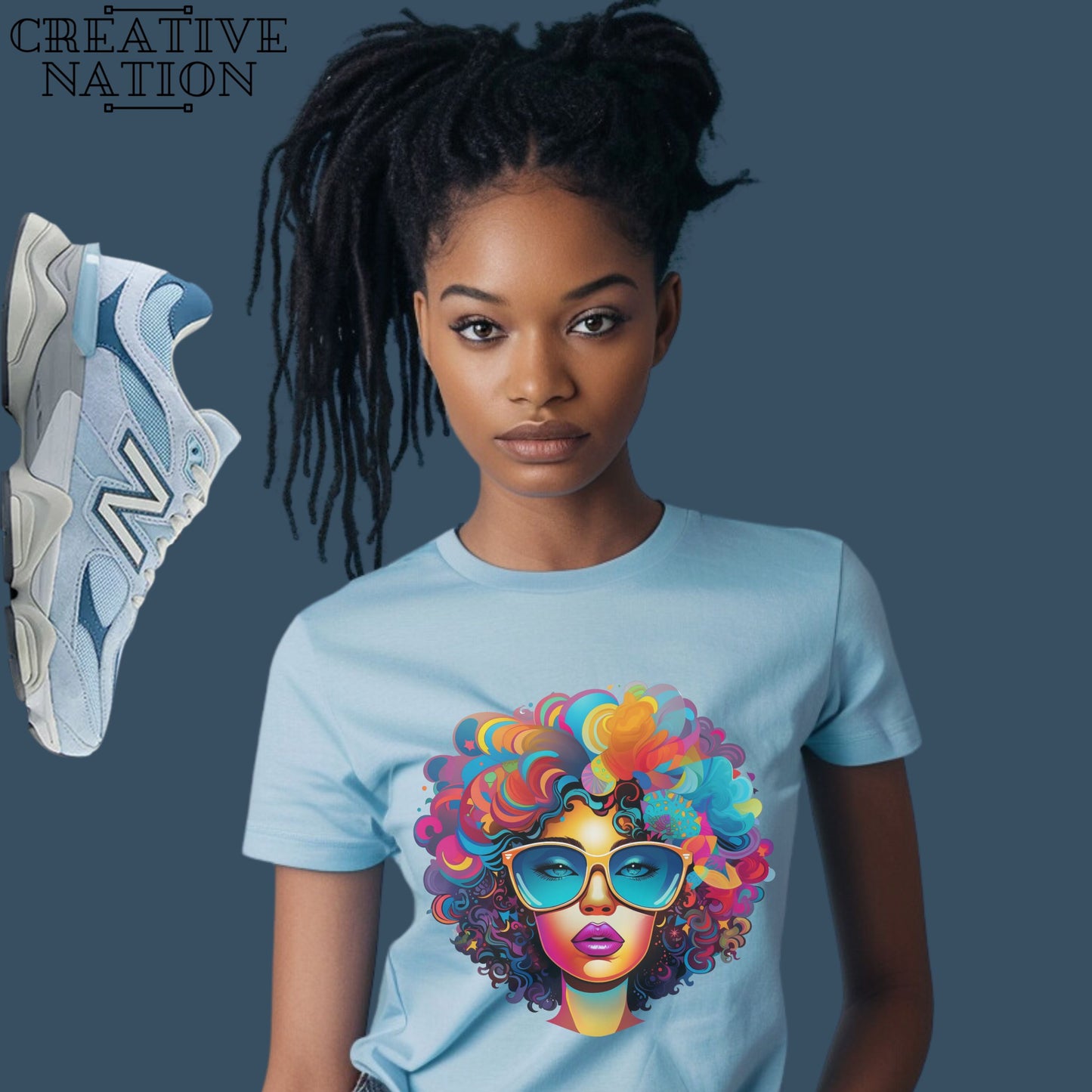 Shirt To Match New Balance 9060 Chrome Blue Unisex Tee Afro Shirt For 9060