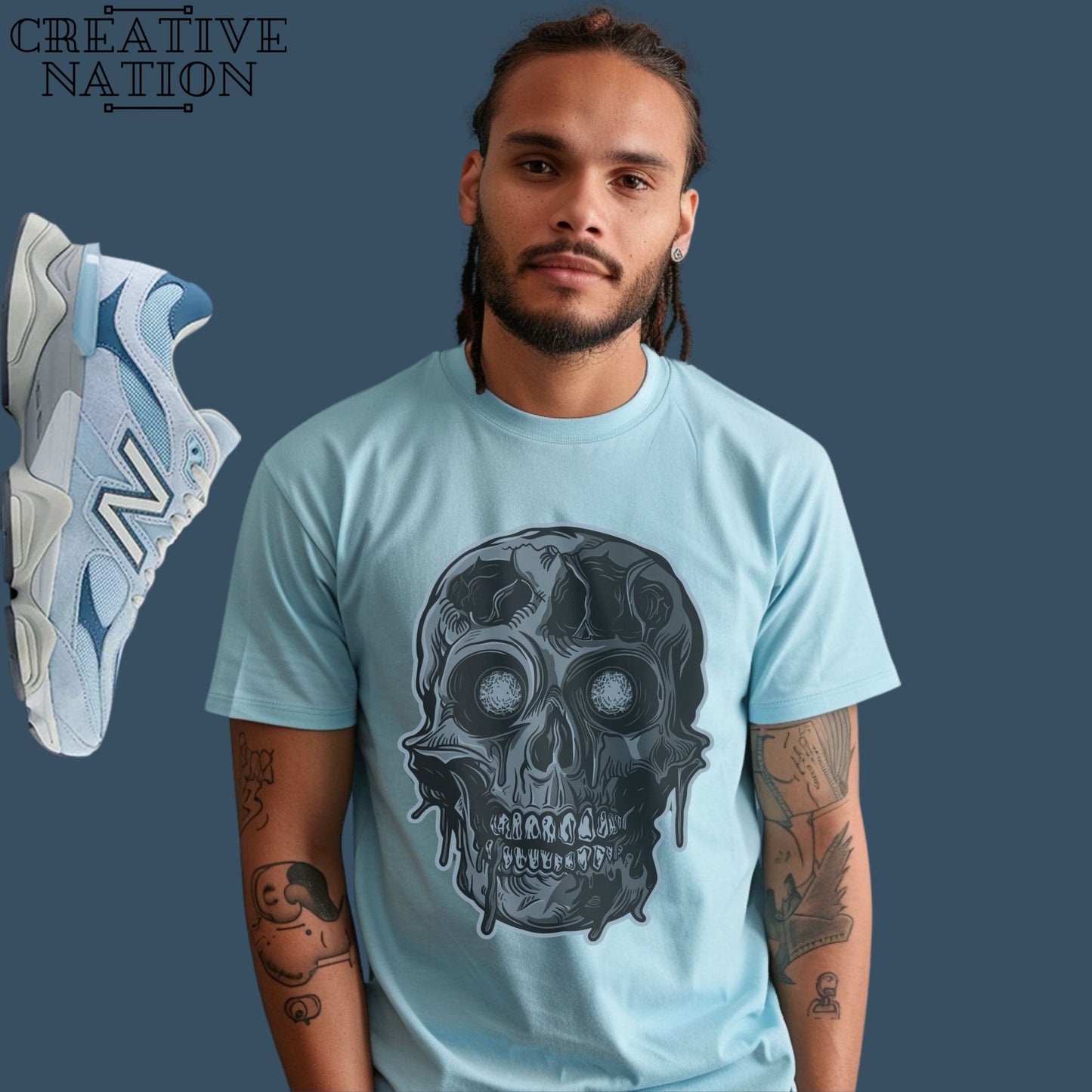 Shirt To Match New Balance 9060 Chrome Blue Unisex Tee Skull Shirt For 9060