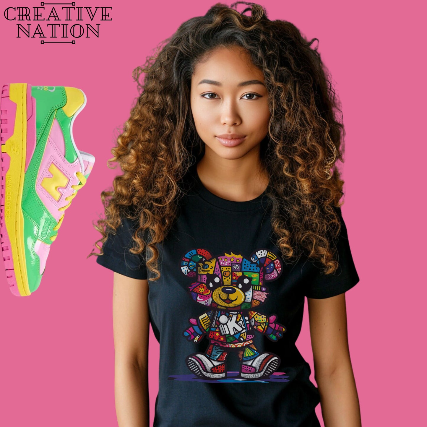 Shirt To Match New Balance 550 Y2K Patent Leather Pack Pink Green Unisex Tee Bear Shirt For 550