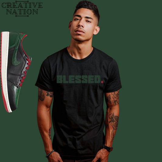 Shirt To Match Jordan 1 Retro Low OG Gorge Green Varsity Red Unisex Tee Blessed Shirt For Jordan 1