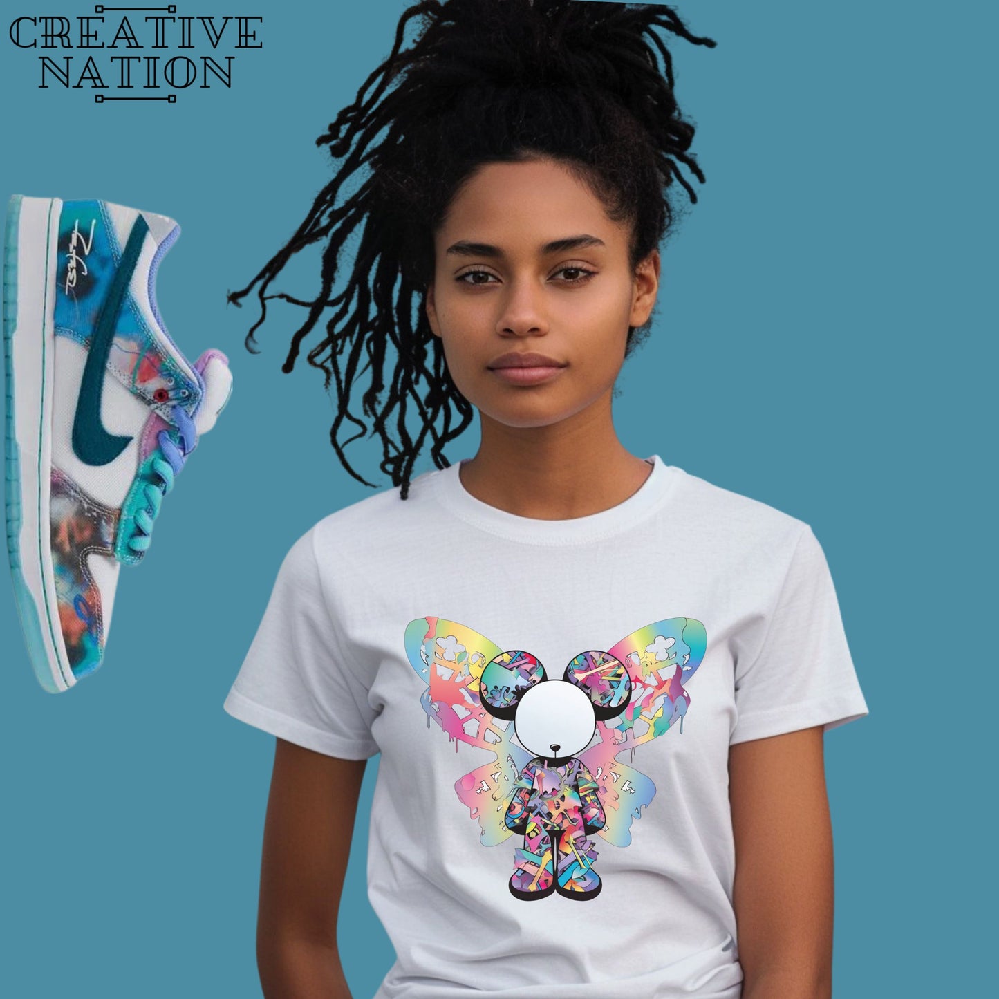 Shirt To Match SB Dunk Low Futura Laboratories Bleached Aqua Unisex Tee Psychedelic Shirt For Dunks