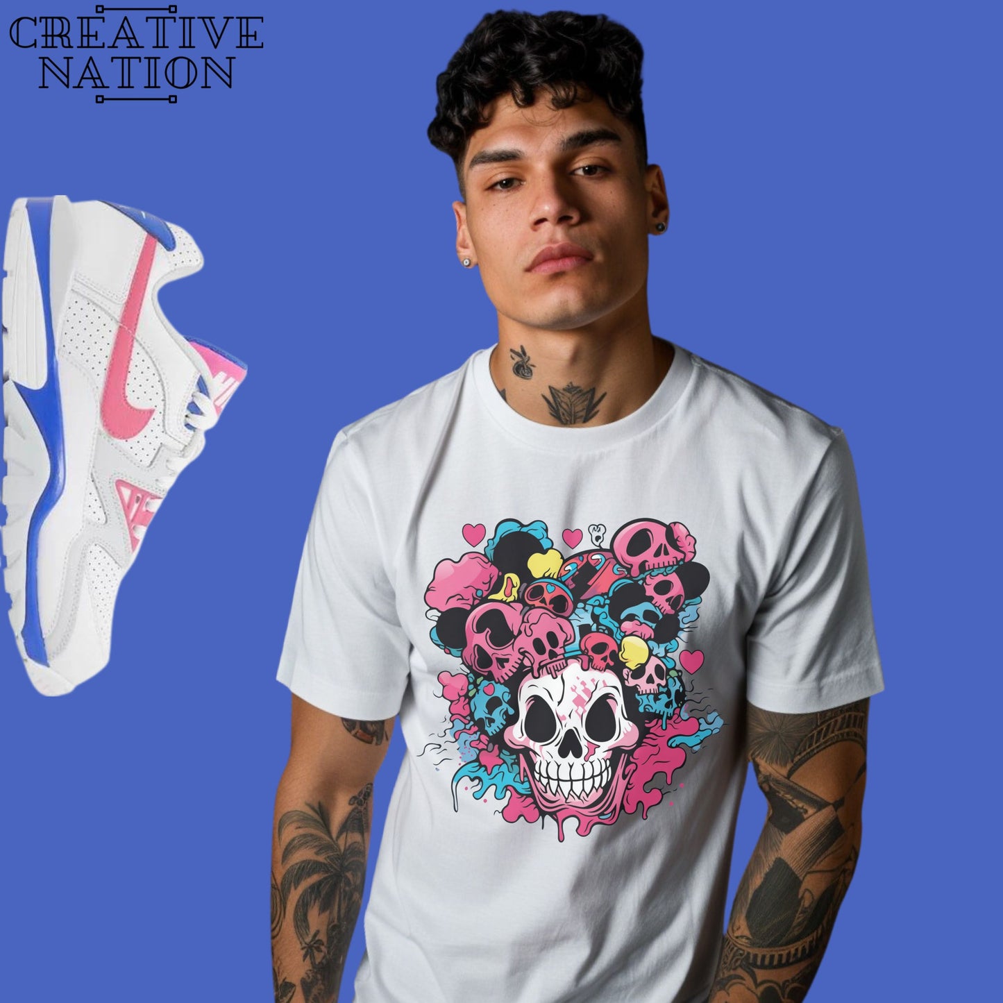 Shirt To Match Air Cross Trainer 3 Low Hyper Pink Racer Blue Unisex Tee Skull Shirt For Cross Trainer 3