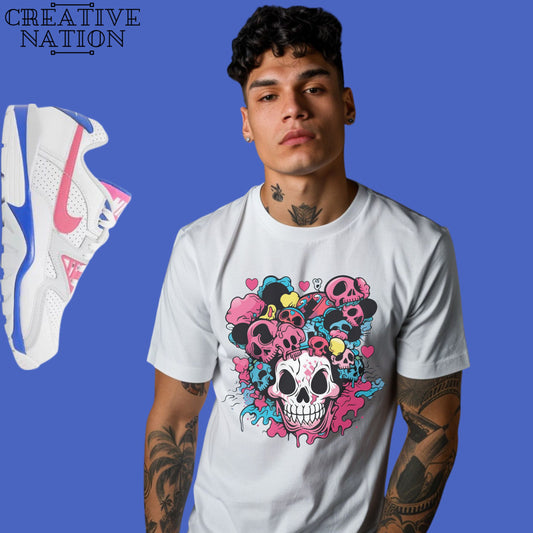 Shirt To Match Air Cross Trainer 3 Low Hyper Pink Racer Blue Unisex Tee Skull Shirt For Cross Trainer 3